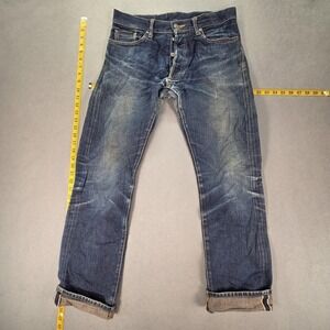 C&C Jeans Mens Selvedge Blue Med Wash Straight Whiskers Honeycomb Fits 30x31